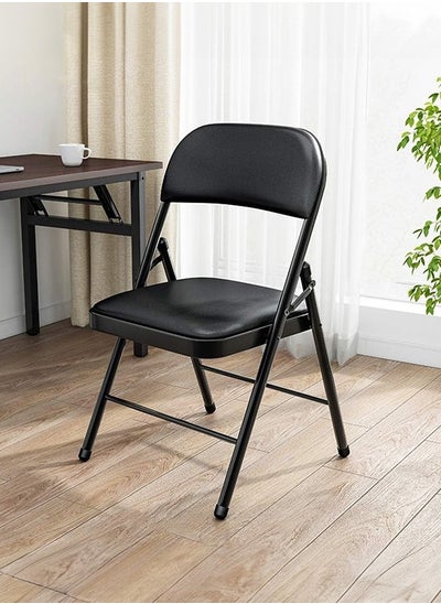 Buy Folding Chairs Backrest Home Portable Computer Chair Stool Dining Chair Conference Office Training Room Chair Black in UAE