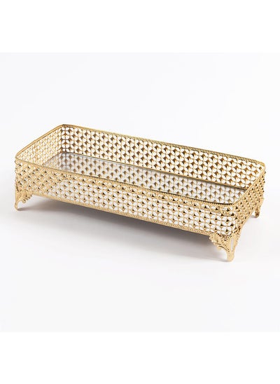 اشتري Piramit Small Baton Tray, Gold - 31x14 cm في الامارات