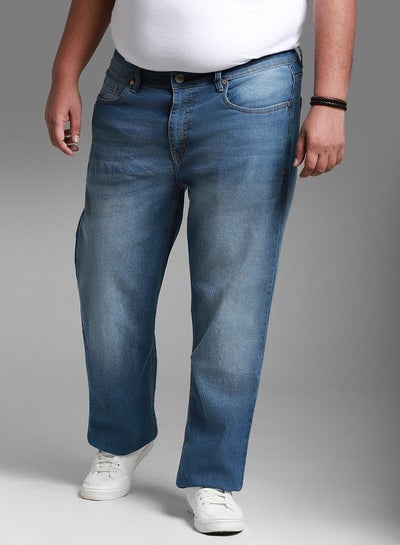 Buy Plus Size Mid Rise Light Fade Stretchable Jeans in Saudi Arabia