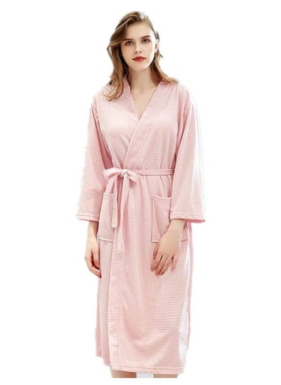 Buy 2pcs Women Bathrobe Waffle Weave Lightweight Kimono Spa Bathrobe for Lady, Pink, 60-80kg in UAE