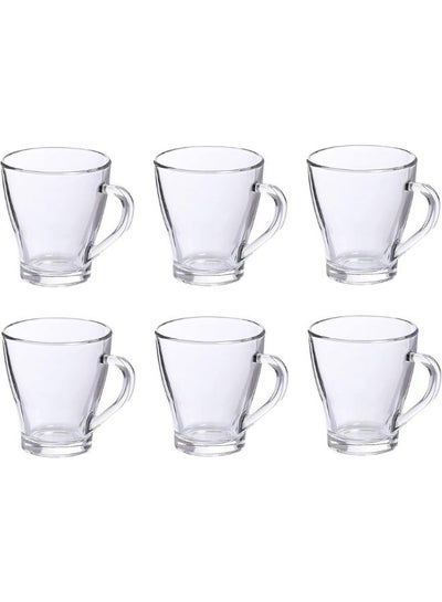 Buy 6 pieces of glass cups for easy carrying of hot drinks and juices in Egypt