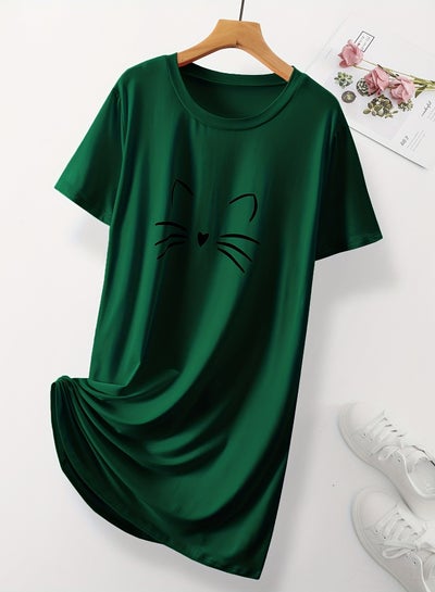 Buy Dress Cotton Short Sleves-Green in Egypt