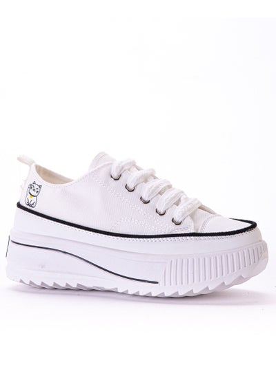 Buy KO-50 Medium heel canvas sneakers - White in Egypt