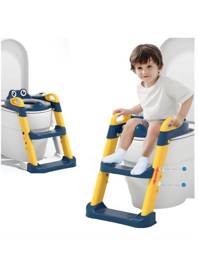 اشتري Adjustable Toddler Toilet Potty Chair for Kids Training Seat With Soft Cushion And Sturdy Non-Slip Step Stool Ladder في الامارات