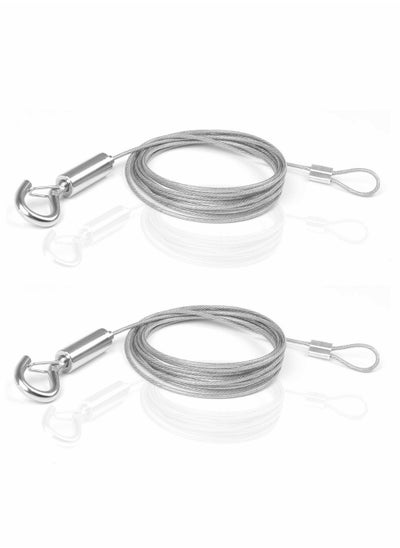 اشتري Picture Hanging Rope Wire, 2 Pcs Stainless Steel Wire with Loop and Hook 1.5 mm x 2 m Heavy Duty Frame Hanger Rope for Light Lamp Hardware, Supports up to 20 KG في الامارات