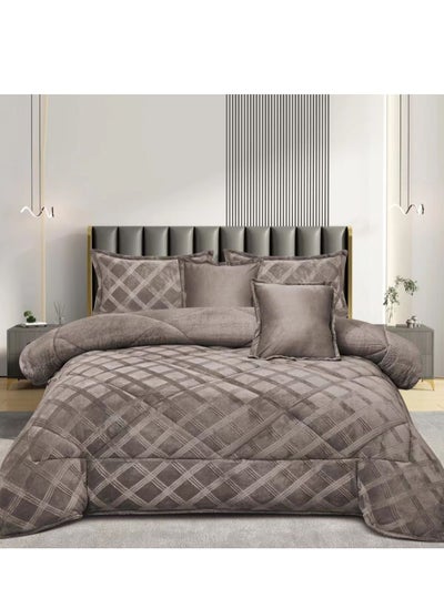 Buy Winter Bedspread Comforter Set 4 Pieces Single Two Sides Velvet and Fur Size 220x170 cm in Saudi Arabia