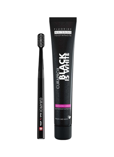 Buy Curaprox Black is White Toothpaste, 60ml + CS 5460 Ultra-Soft Toothbrush - Activated Charcoal Whitening Toothpaste Set, 2 Count (Pack of 1) in UAE