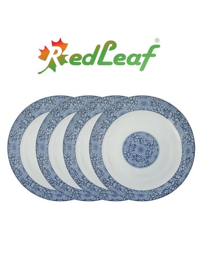 Buy RedLeaf 8 Inch Chinese Blue and White Porcelain Dinner Plates Thin Sturdy Translucent (4pcs) in UAE