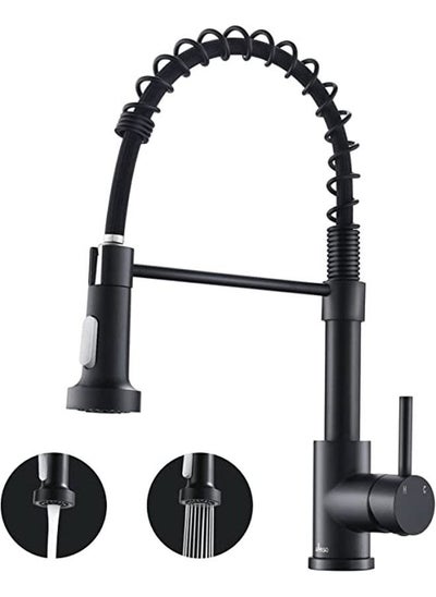 اشتري Black Kitchen Faucet with Spray, Contemporary Spring Kitchen Sink Mixer Tap with 2 Water Modes, Sus304 Stainless Steel Commercial Kitchen Tap Faucet في السعودية