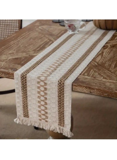 Buy Boho Table Runner Modern Farmhouse Decor Rustic Woven Cotton Crochet Lace for Wedding Home Dining Table 180x60cm in Saudi Arabia