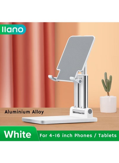 Buy Foldable Aluminium Alloy iPad Stand Tablet Stand Portable Adjustable Metal Dual Pole Tablet Stand for 4-16 inch Smartphones Tablet PCs White in UAE