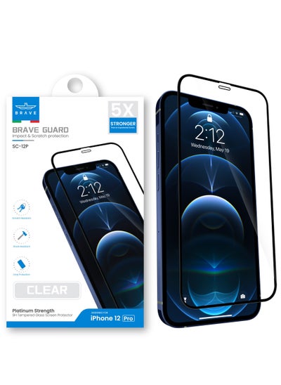 Buy iPhone 12 Pro Premium Clear Screen Protector 6.1 Inch (Military Grade)9H Tempered Glass Unbreakable with Easy Installation Tray, Bubble Free, Anti-Scratch, Anti-Fingerprint, Full Screen Coverage Clear in UAE