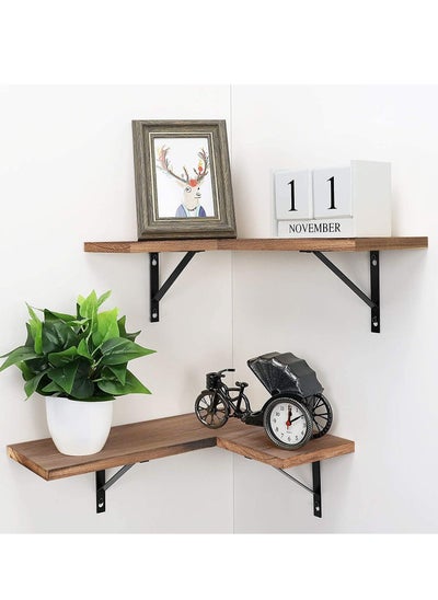 اشتري 2-PCS Wall Mounted Corner Floating Shelves Set في الامارات