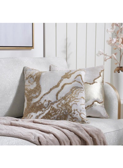 Buy Symphony Embroidered Filled Cushion 50X50cm - Gold in UAE