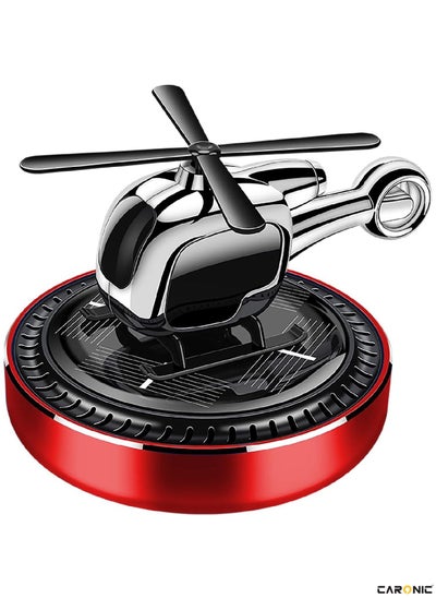 اشتري Car Air Freshener Mini Helicopter Rotating Solar Airplane Car Freshener Silver Red في الامارات