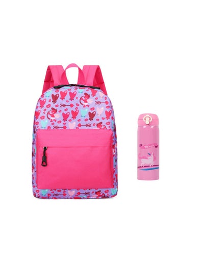 Buy Back To School Value Pack Set Kids School Bag With Water Bottle 400Ml Pink in UAE