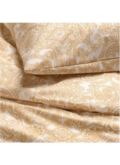 Buy Duvet cover and pillowcase, yellow/white, 150x200/50x80 cm in Saudi Arabia