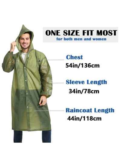 اشتري Raincoat Rain Poncho for Adults, 1 Pack EVA Rain Poncho for Women and Men Reusable Raincoat Jacket Packable for Family Fishing/Travel/Emergency/ with Hood and Elastic Sleeving في الامارات