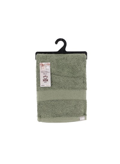 Buy Premium Cotton Highly Absorbent Soft Bath Towel Khaki Green 70 x 130cm 7004143 in Saudi Arabia