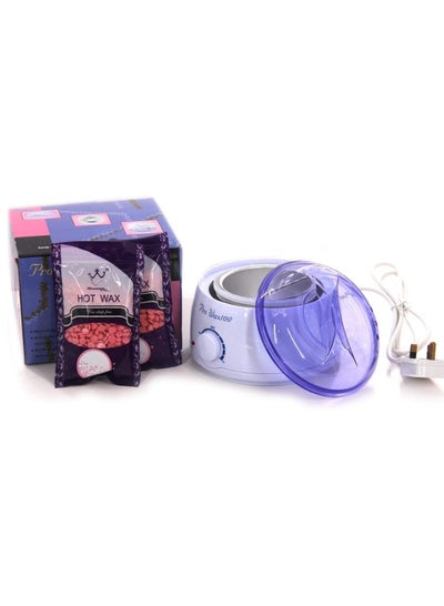 Buy Pack Of 2 Hot Wax With Wax Heating Machine White/Purple/Pink in UAE