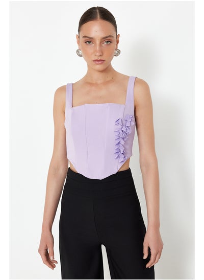 Buy Lilac Corset Detailed Woven Bustier with Flower Accessories TPRSS24BS00022 in Egypt