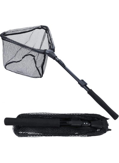 Buy Fishing Net Folding Landing Net, Collapsible Telescopic Aluminum Pole Handle, Durable Nylon Mesh with Coating, Safe Fish Catching or Releasing, Portable Fishing Accessory in Saudi Arabia