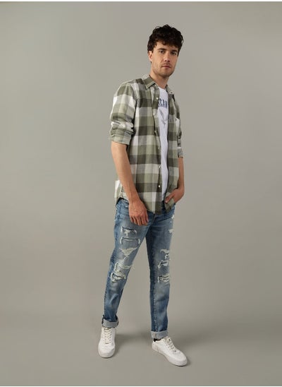 Buy AE Slim Fit Plaid Button-Up Shirt in UAE