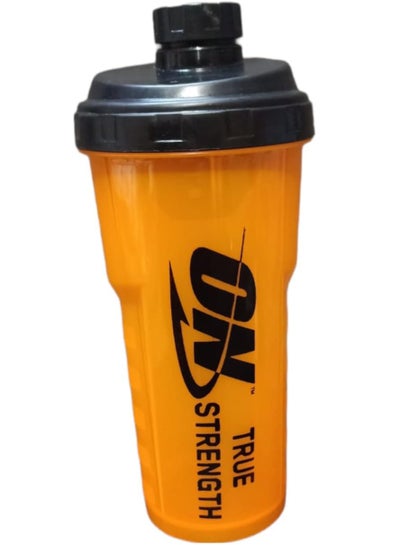 Buy 700ML Protein Powder Shaker Bottle With Mixing Grid BPA-Free, Orange & Black in Egypt