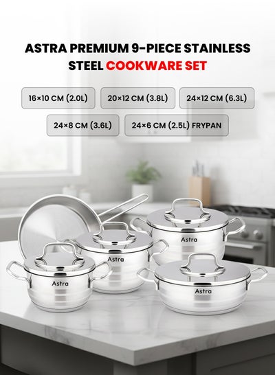 9-Piece Premium Cookware Set | Premium -Quality Grade 18/10 Cr-Ni ...
