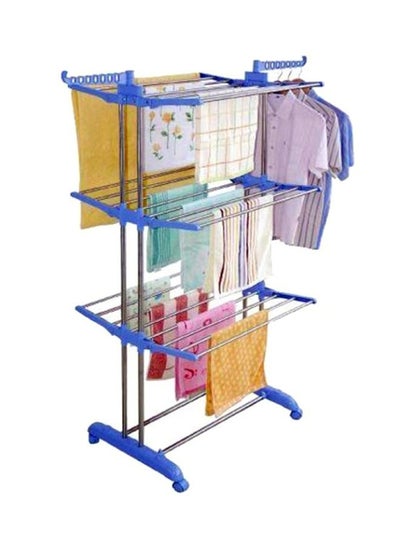 Buy 3 Layer Stainless Steel Foldable Clothes Laundry Drying Rack With Foldable Wings Shape Standing Airfoil-Style Rack Hanging Rods coat dryer rack with wheels in UAE