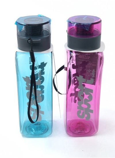 Buy 2Pcs set Transparent Bottle Set, Blue & Pink in Saudi Arabia