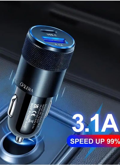 Buy Black 38W Dual Port USB C Power Delivery All Metal Car Charger with QC3.1 Fast Charging for Apple iPhone/iPad/AirPods, Samsung Galaxy Note 20/10/S21/20, Huawei/Xiaomi/Google Pixel in UAE