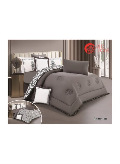 Buy 8 Piece Royal Comforter Set King Size With a Patterned Side and a Plain Side in Saudi Arabia