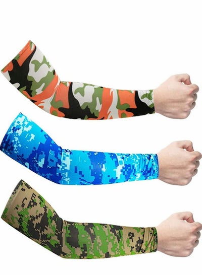 اشتري Sun UV Protection Cooling Arm Sleeves,  UPF 50 Compression Long Arm Cover, Arm Sun Sleeves Compression UV Protection Cooling, Cycling, Driving, Golf, Running for Men & Women - 3 Pairs في السعودية