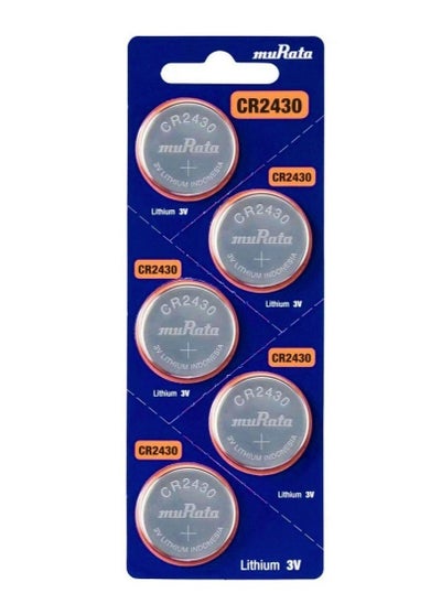 Buy Murata CR 2430 3V Lithium Battery - Pack of 5 in UAE