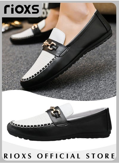 Buy Men's Flat Loafers Slip On Casual Breathable Driving Shoes Fashion Lightweight Outdoor Boat Shoes in Saudi Arabia