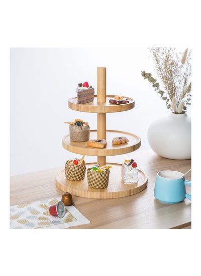 Buy Aaron Bamboo 3 Tier Cake Tray Natural Bamboo Modern Houseware Serveware in UAE