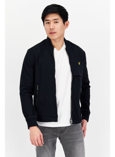 Buy Men Brand Logo Bomber Jacket, Navy in UAE