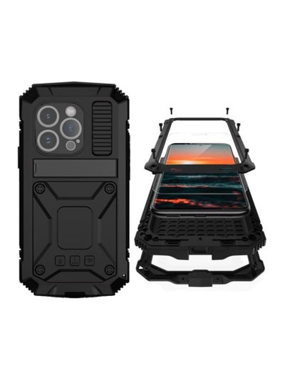 Buy Compatible with iPhone 16 Pro Max Metal Case with Screen Protector Camera Protector Military Rugged Heavy Duty Shockproof Case with Metal Kickstand Full body Tough Dustproof Case for  iPhone 16 Pro Max in UAE