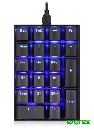 Mechanical Numeric Keypad Red Switch Wired 21 Keys Mini Numpad Portable ...