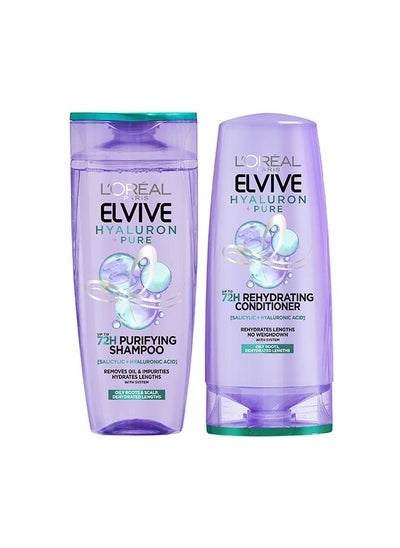 Buy Elvive Hyaluron Pure Shampoo 400ml + Elvive Hyaluron Pure Conditioner 360ml in UAE