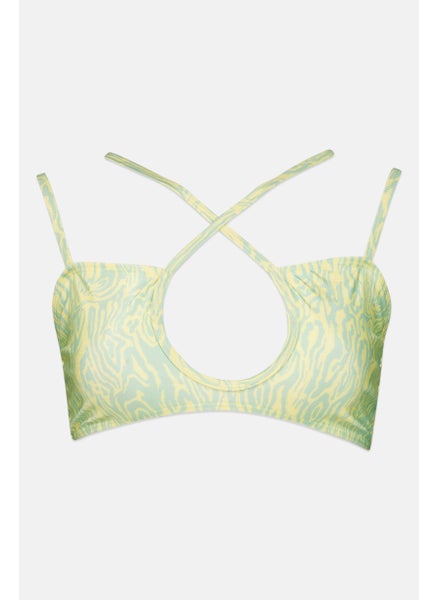 Buy Women Allover Print Non Padded Bikini Top, Lime Green Combo in UAE