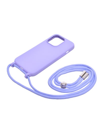 Buy Silicone Back Phone Protection Cover With Fabric Strap And Safety Edges For Iphone 15 Pro - Lavender in Egypt