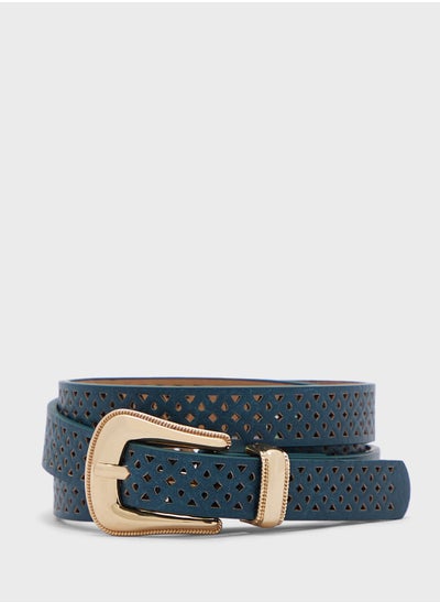 Buy Laser Cut Detail Slim Belt in Saudi Arabia