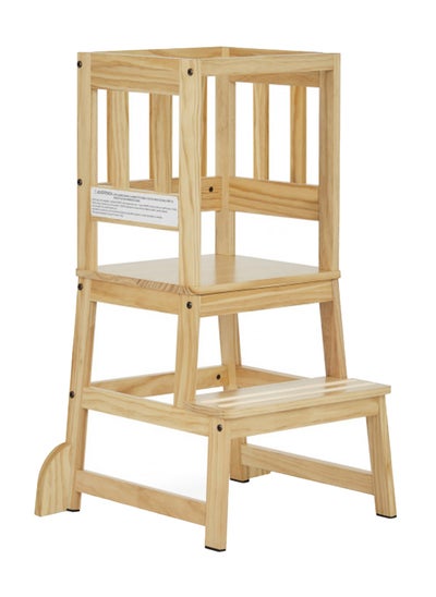 اشتري 2-In-1 Funtastic Tower And Step Stool, Easy To Assemble, Multi-Purpose Stool With Non-Toxic Paint Finish, Made Of Solid Pinewood, Natural في الامارات