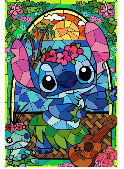 Buy DIY 5D Diamond Painting by Number Kit for Kids, Diamonds for Children Full Round Drill Lovely Cartoon Stitch Rhinestone Embroidery Arts Craft Kits for Home Wall Decor in UAE