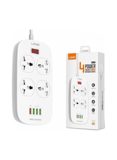 Buy LDNIO SC4407 4 Power Socket 4 USB Defender Series Defender 2500 Watt - White in Egypt