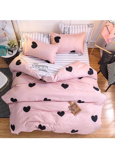 اشتري 6 Piece Queen Size Duvet Cover Set, Microfibre Super Soft Cotton, Includes 1x Duvet Cover 180x230cm, Sheet 160x200+30cm, 4x Pillowcases 50x75cm في الامارات