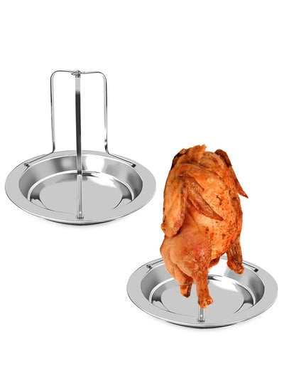 Buy Chicken Roaster Rack,2 Pack Stainless Steel Chicken Holder Vertical Roaster Rack Chicken Roasting Rack Roasting Pan for Grill Oven BBQ in UAE