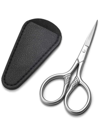 Buy Small Precision Scissors 3.5inch Stainless Steel Multi Purpose Vintage Beauty Grooming Kit for Facial Hair Eyebrow Eyelash Beard Moustache with PU Sheath in UAE